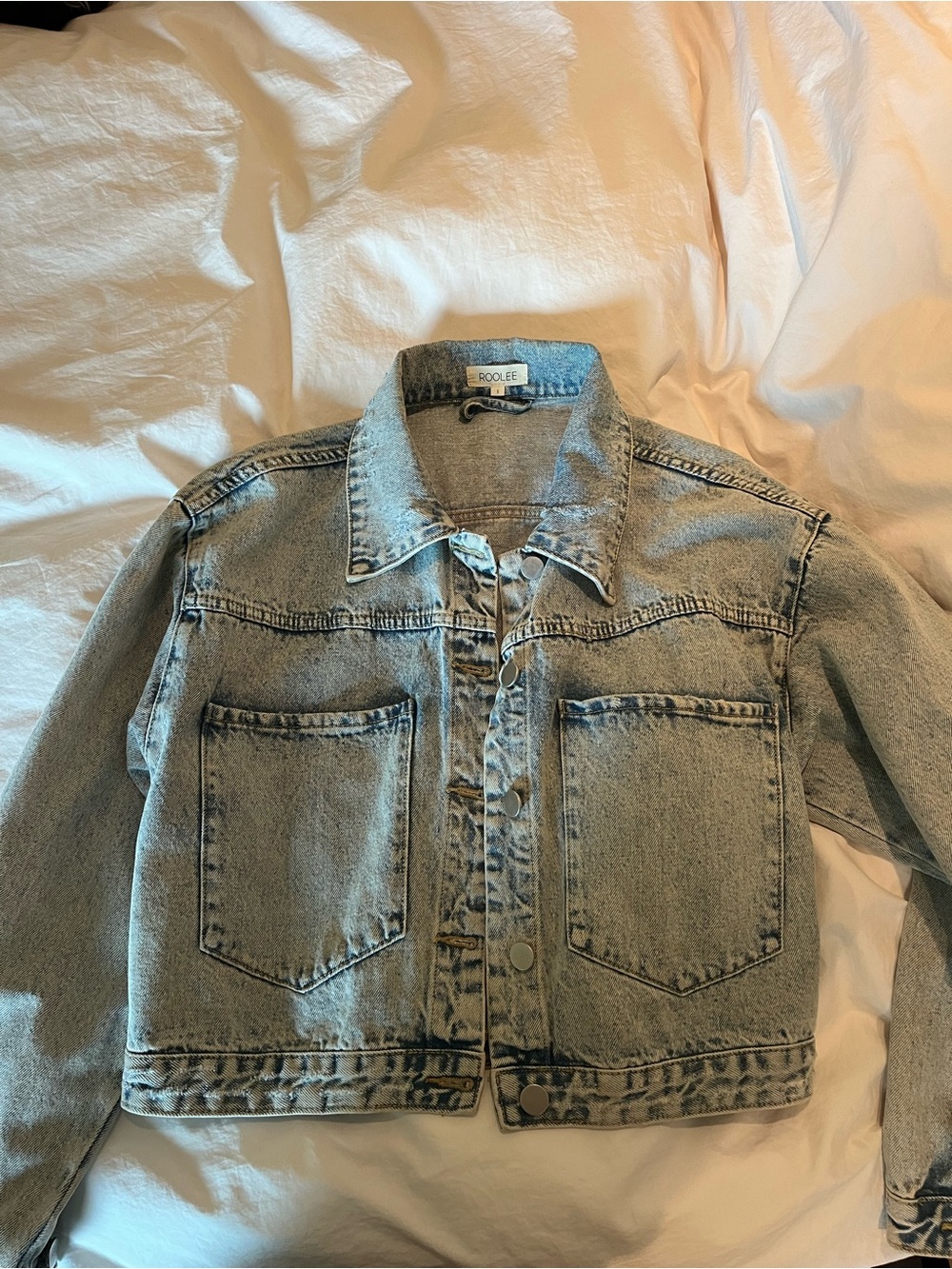 Roolee Light Blue Cropped Denim Jacket